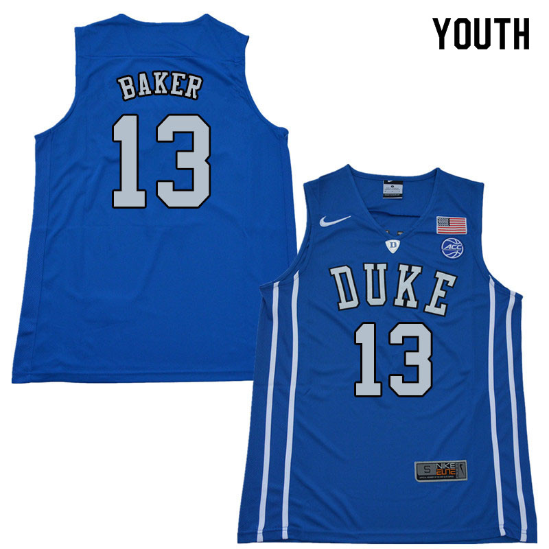 2018 Youth #13 Joey Baker Duke Blue Devils College Basketball Jerseys Sale-Blue
